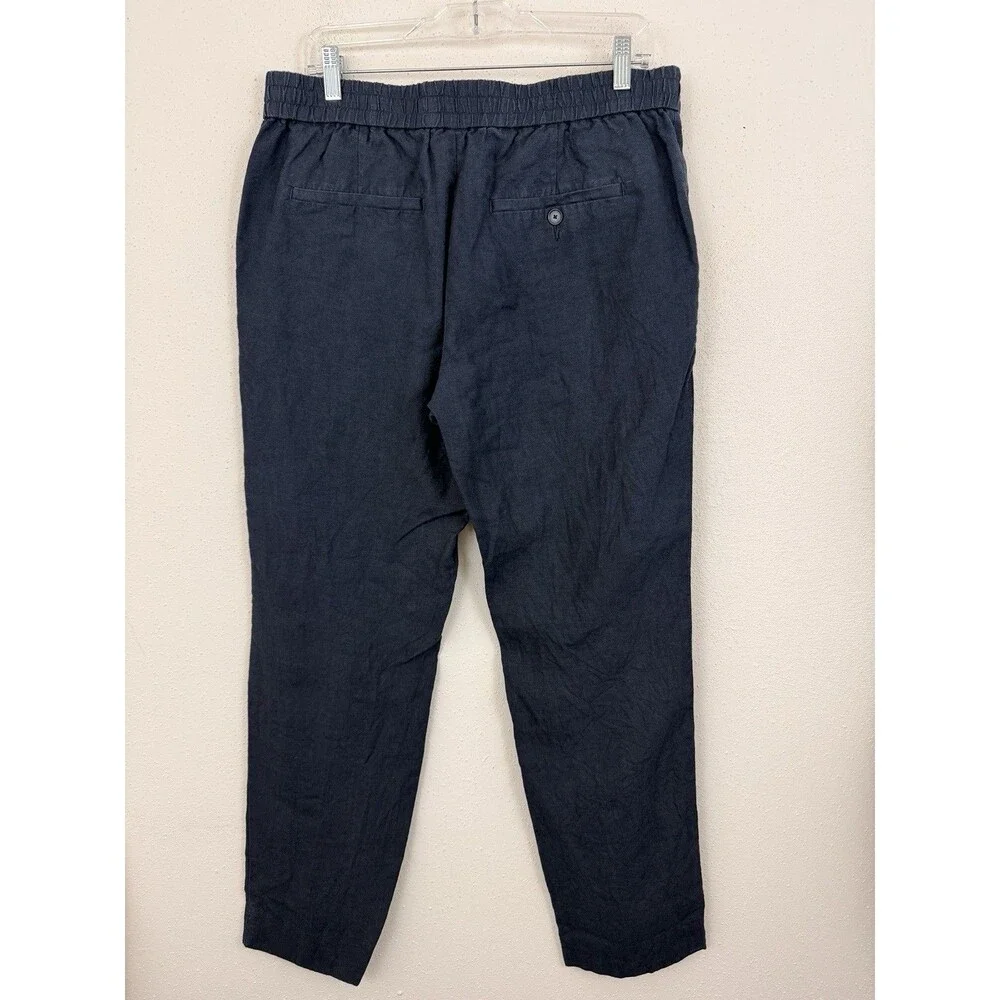 VINCE Classic Fit Owen Hemp Lightweight Navy Blue Pant Mens Sz M Elastic Waist